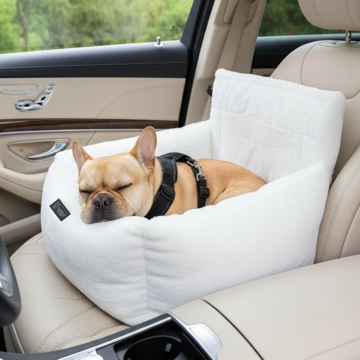 Nandog Pet Gear Luxury Quilted Dog Car Seat Bed w/Removable & Washable Pad Insert & Thick Car Seatbelt Straps