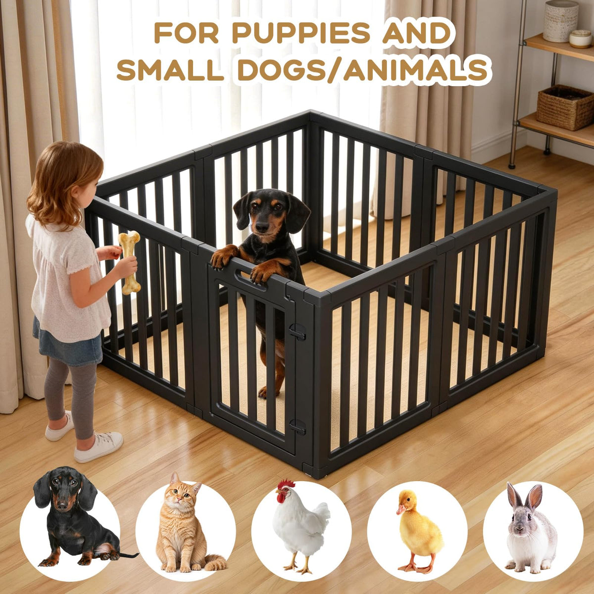 LoveTail Dog Playpen, Dog Pen Indoor with Tool-Free Setup, Puppy Playpen