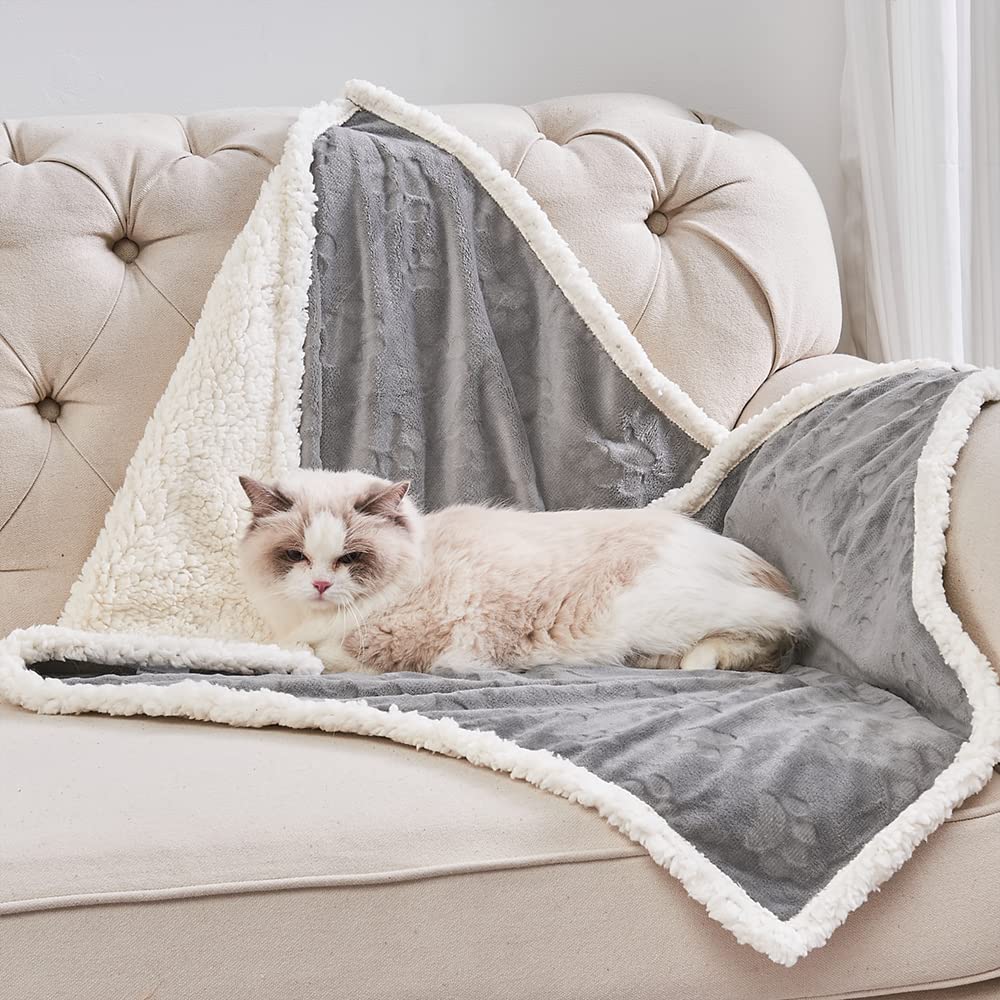 Qeils Waterproof Cat Blanket, Soft Pet Blanket for Sofa Couch