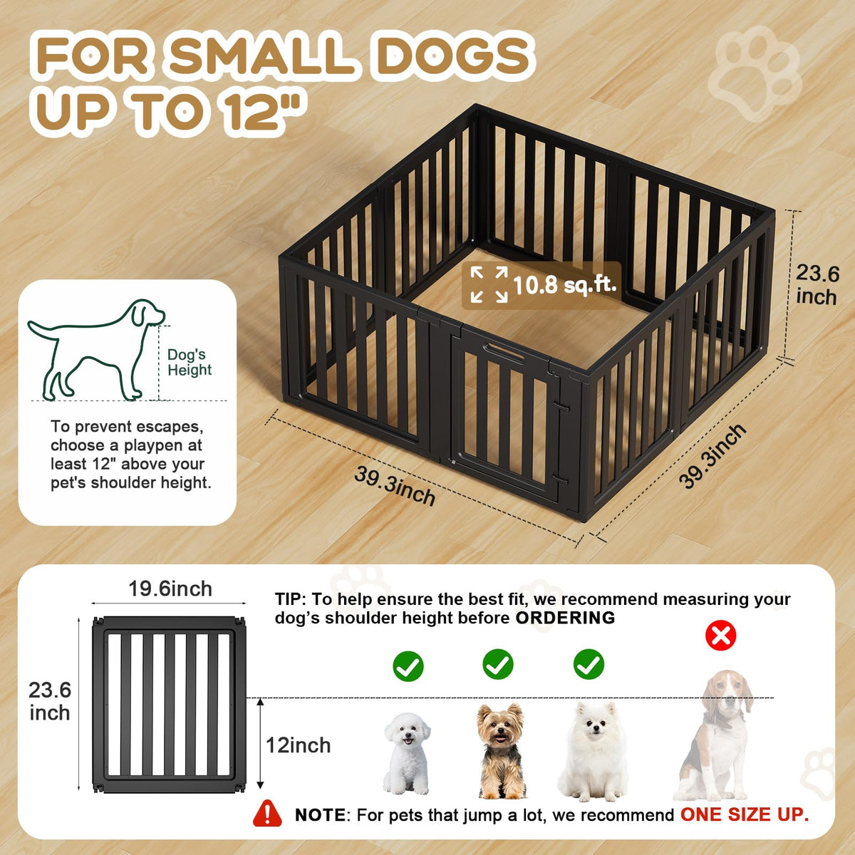 LoveTail Dog Playpen, Dog Pen Indoor with Tool-Free Setup, Puppy Playpen