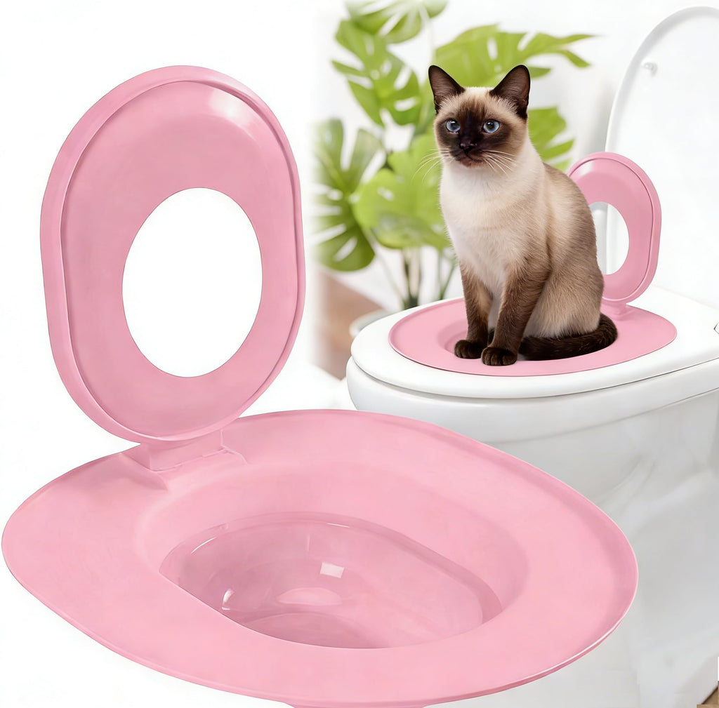 Cat Toilet Seat Training Kit,Reusable Plastic Trainer for Pet Cleaning,Removable Pet Toilet Training System,Portable Trainer for Home Pet Shop Pet Care,Easy Installation,Stable and Durable