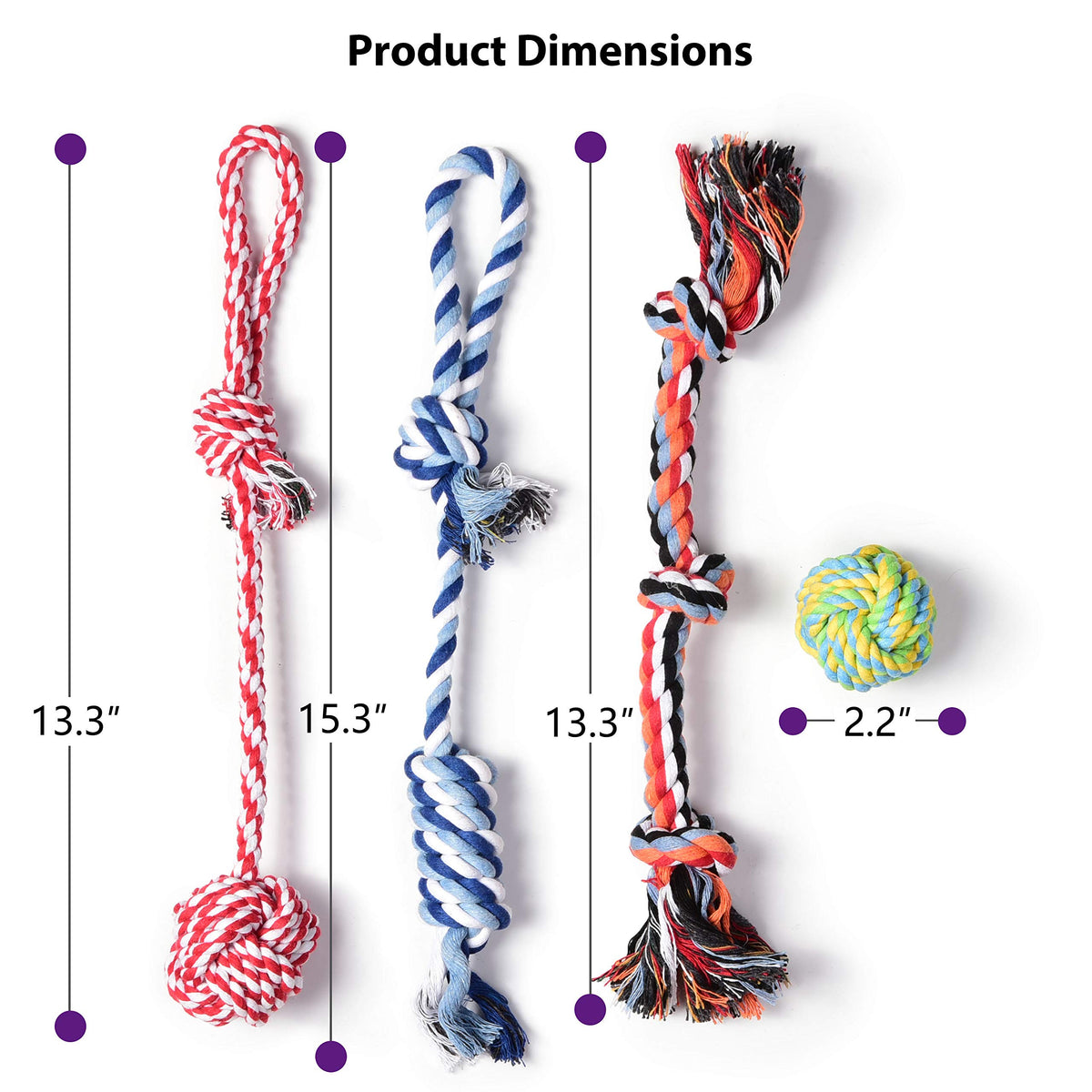 Fida Dog Rope Toys 4 Pack, Puppy Teething Sturdy Cotton Chew Tug Ropes Indoor/Outdoor, Exercise Interactive Tug O'War Toys Set for Boredom Small-Meidum Dogs