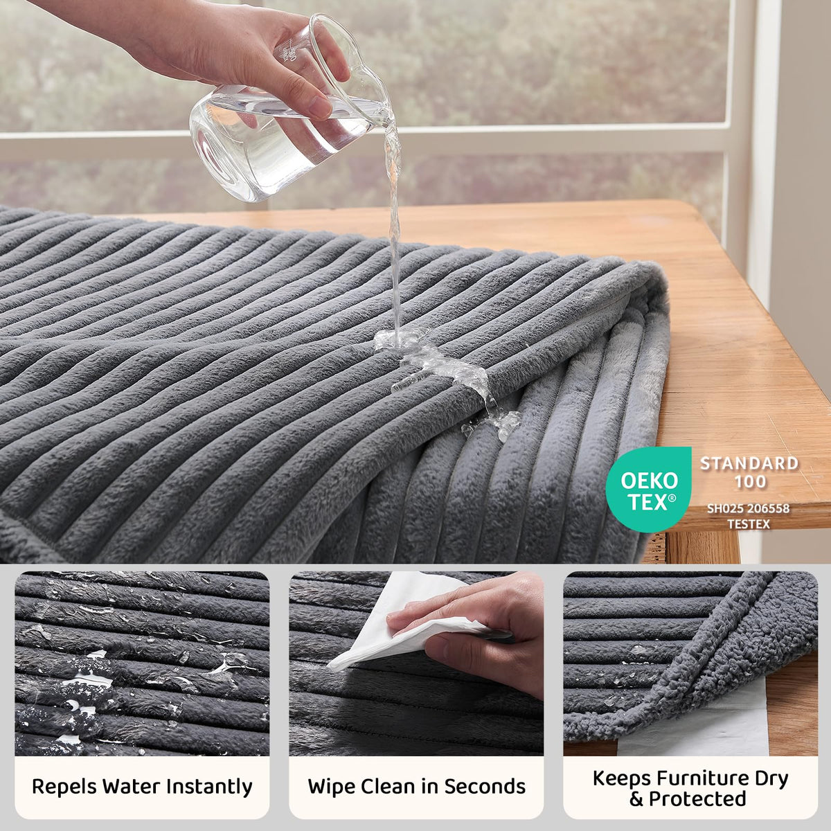 Qeils Waterproof Cat Blanket, Soft Pet Blanket for Sofa Couch
