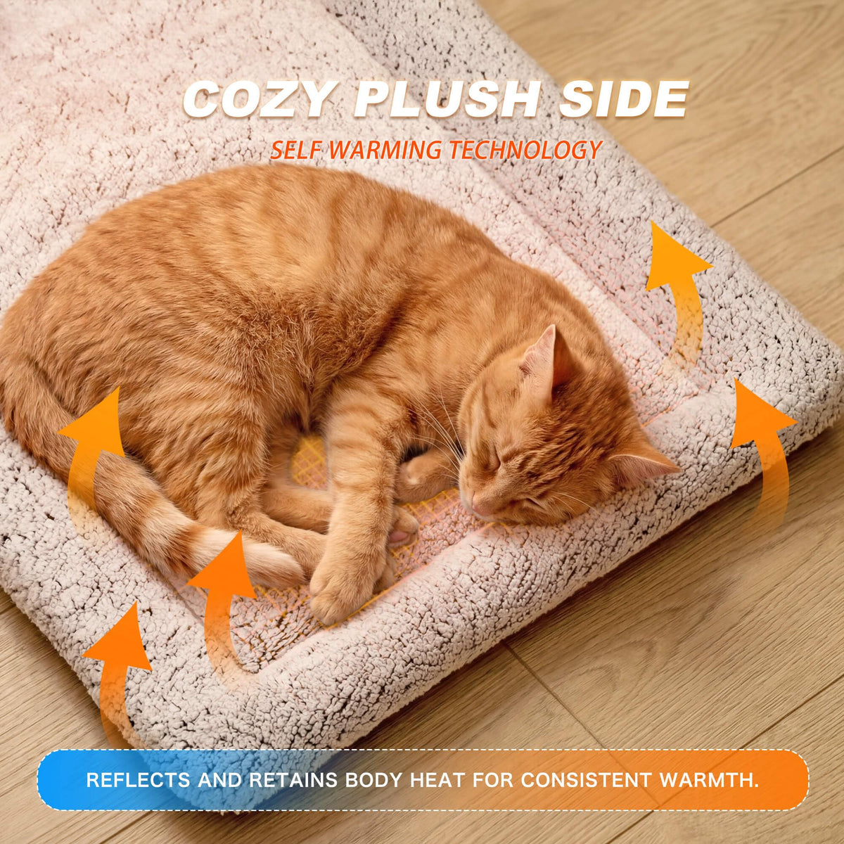 WanpeeGoo Self Warming Cat Bed, Reversible Warming & Cooling Cat Bed, Winter Warm Cats Pad & Summer Cooling Cats Mat, Soft Pet Mat for Kitty & Small Dogs, Perfect for Crates, Kennels, Beds, Sofas