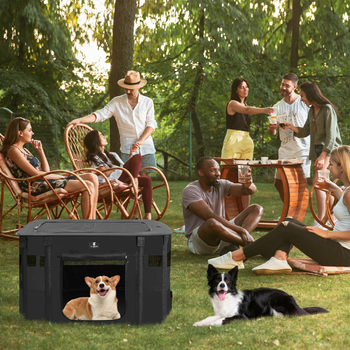 X-ZONE PET Dog Playpen, Puppy Cat Play Pen Portable Foldable Indoor/Outdoor Tent Crate Cage, Portable Pet Crate