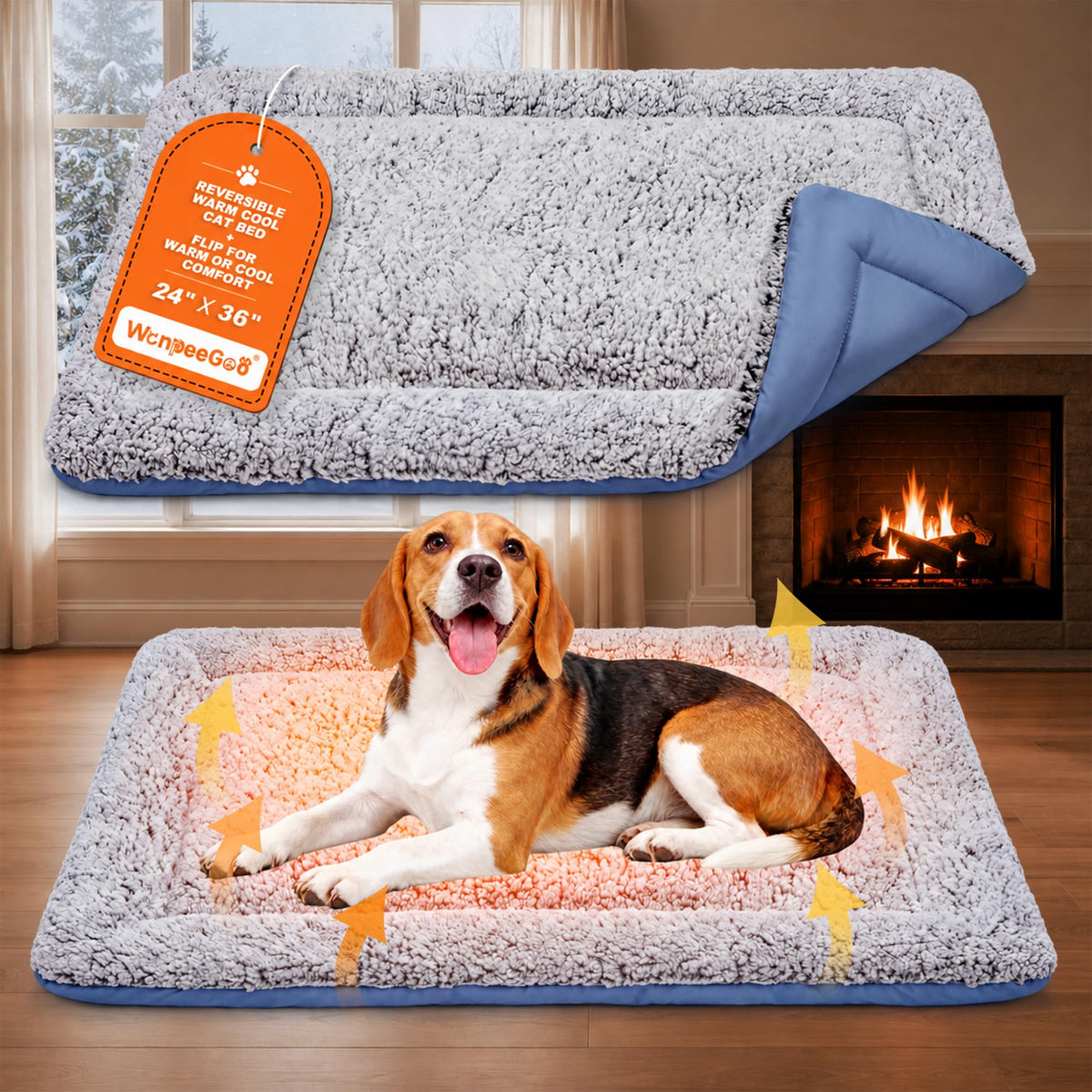 WanpeeGoo Self Warming Cat Bed, Reversible Warming & Cooling Cat Bed, Winter Warm Cats Pad & Summer Cooling Cats Mat, Soft Pet Mat for Kitty & Small Dogs, Perfect for Crates, Kennels, Beds, Sofas