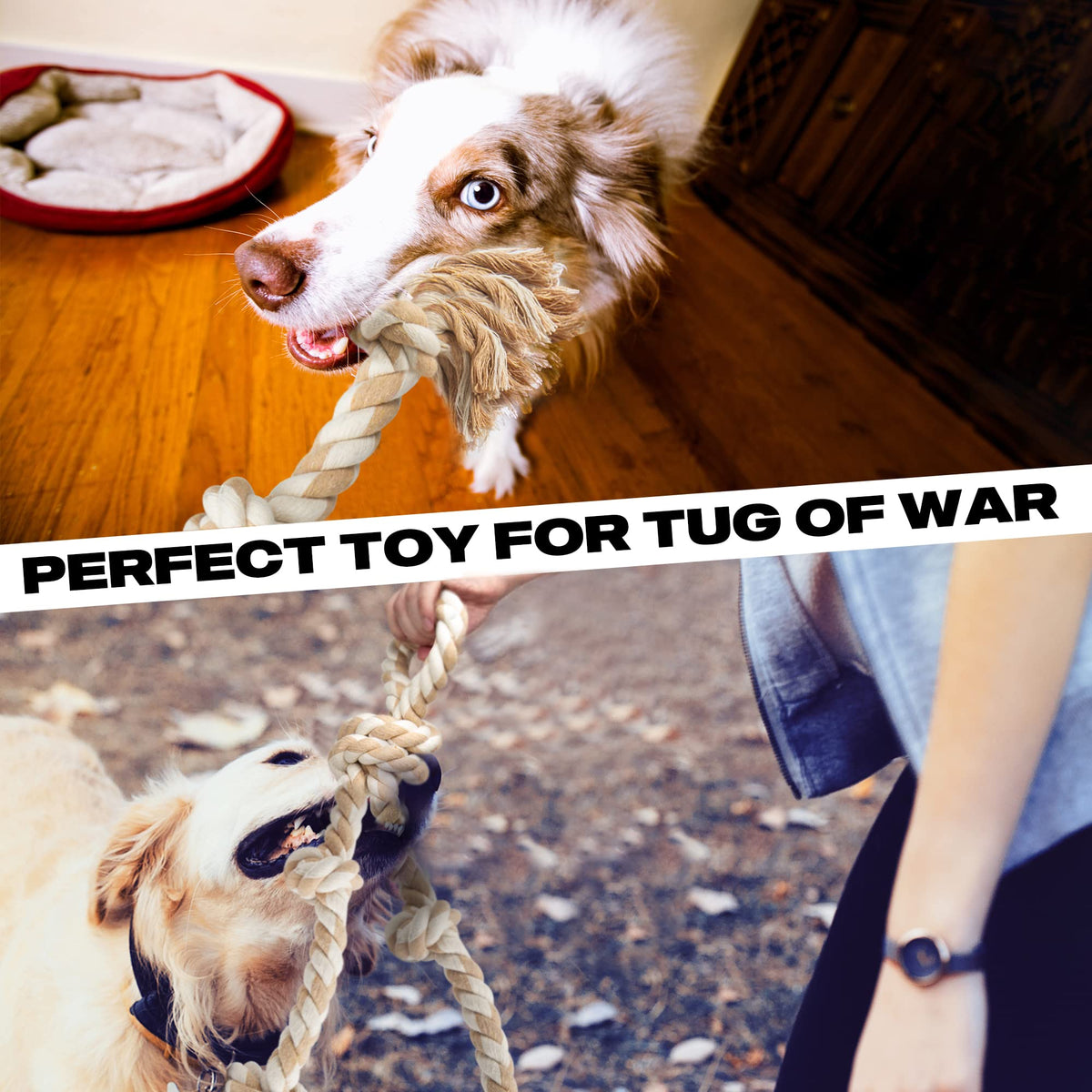 Fida 3-Foot Cotton Rope Tug Toy for Aggressive Chewers