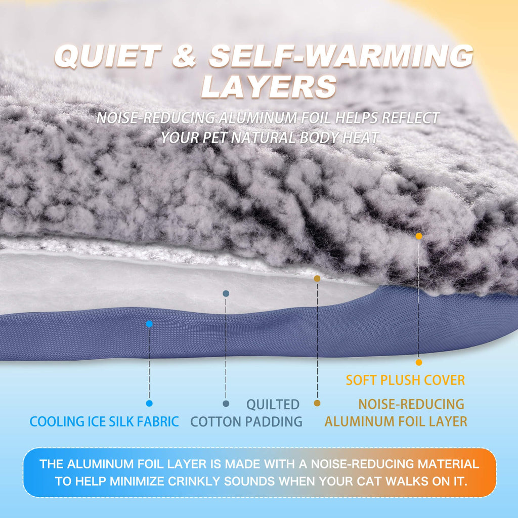 WanpeeGoo Self Warming Cat Bed, Reversible Warming & Cooling Cat Bed, Winter Warm Cats Pad & Summer Cooling Cats Mat, Soft Pet Mat for Kitty & Small Dogs, Perfect for Crates, Kennels, Beds, Sofas