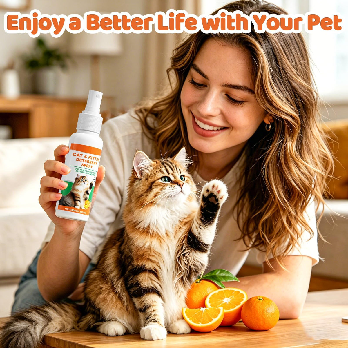 Cat Spray Deterrent, Cat Deterrent Spray for Furniture Protection, Natural Cat Training Spray for Cats to Stop Scratching, Urine Marking, Chewing, Cat Repellent Spray Indoor&Outdoor, Pet-Safe Formula