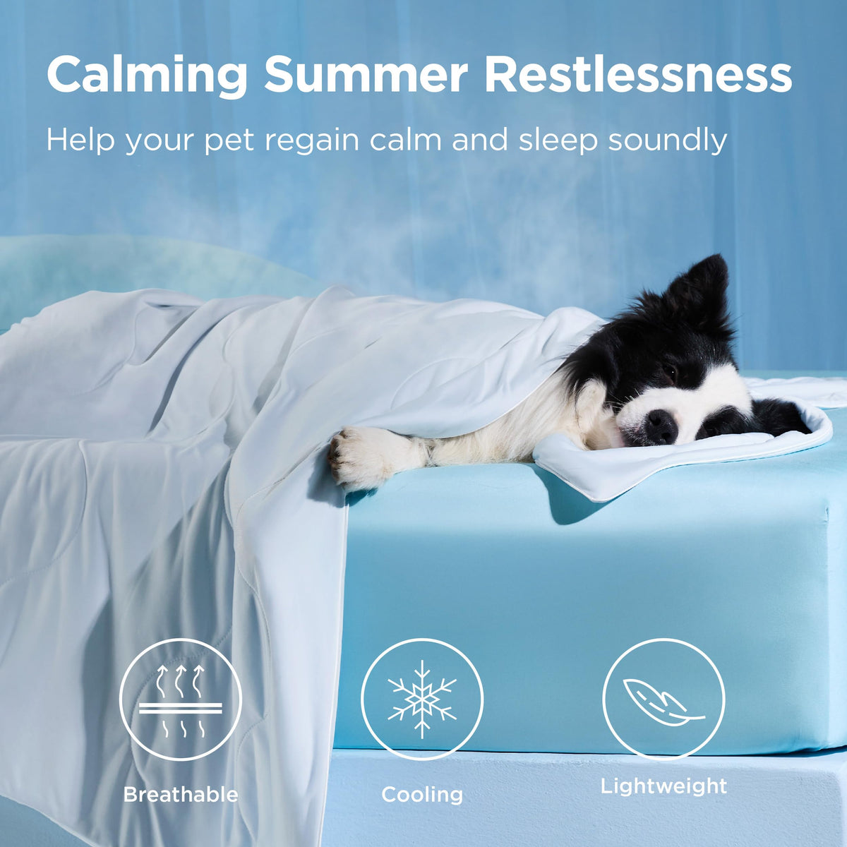 Bedsure Cooling Blanket for Dogs with Breathable Air-Core Fill Q-MAX>0.4 - Dog Cooling Mat Soft, Lightweight Pet Cat Throw Cold Blanket Washable for Summer