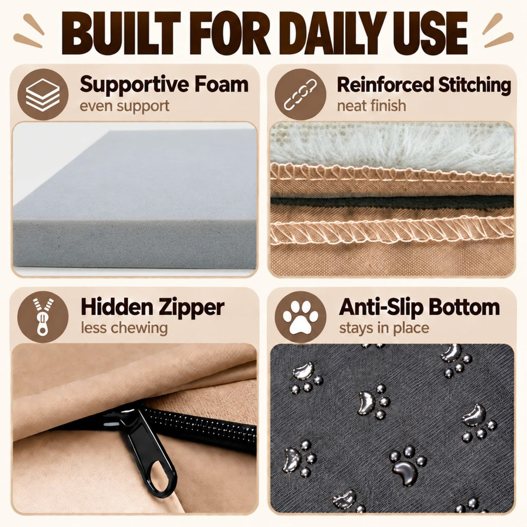 Vilanpaw Washable Bolster Dog Bed with Removable Cover