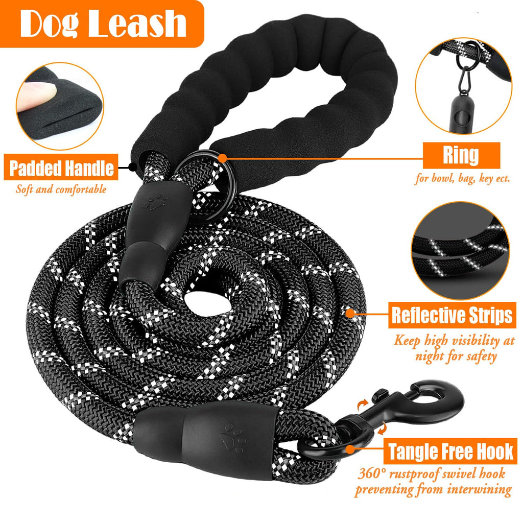 Lobeve No Pull Dog Harness, Collar & Leash Set with Reflective Seat Belt, Portable Bowl, and Poop Bag Dispenser - Ideal for Training, Walking, Hiking - Fits Small to Large Dogs