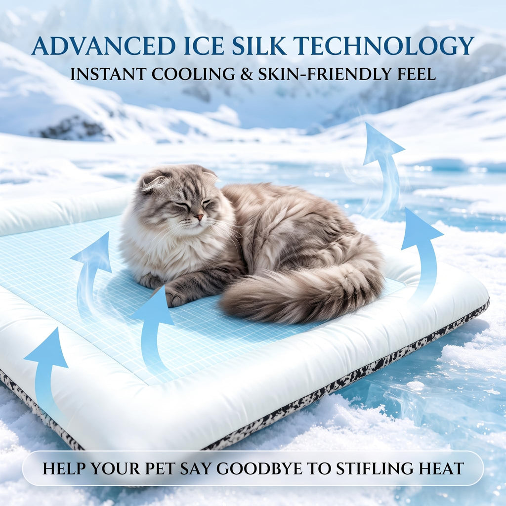 Reversible Dog Cat Cooling Mat, Self-Warming Pet Bed Pad White
