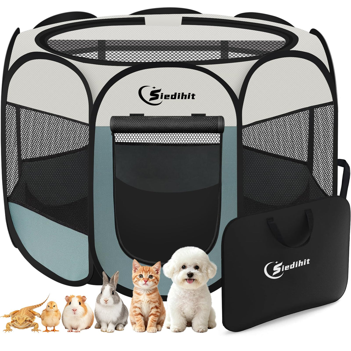 Pink Puppy Playpen for Middle Dog Cat, Dogs Tent Crate Cage Indoor/Outdoor, Portable Pop Up Dog Kennel with Carrying Bag for Rabbits, Removable Top