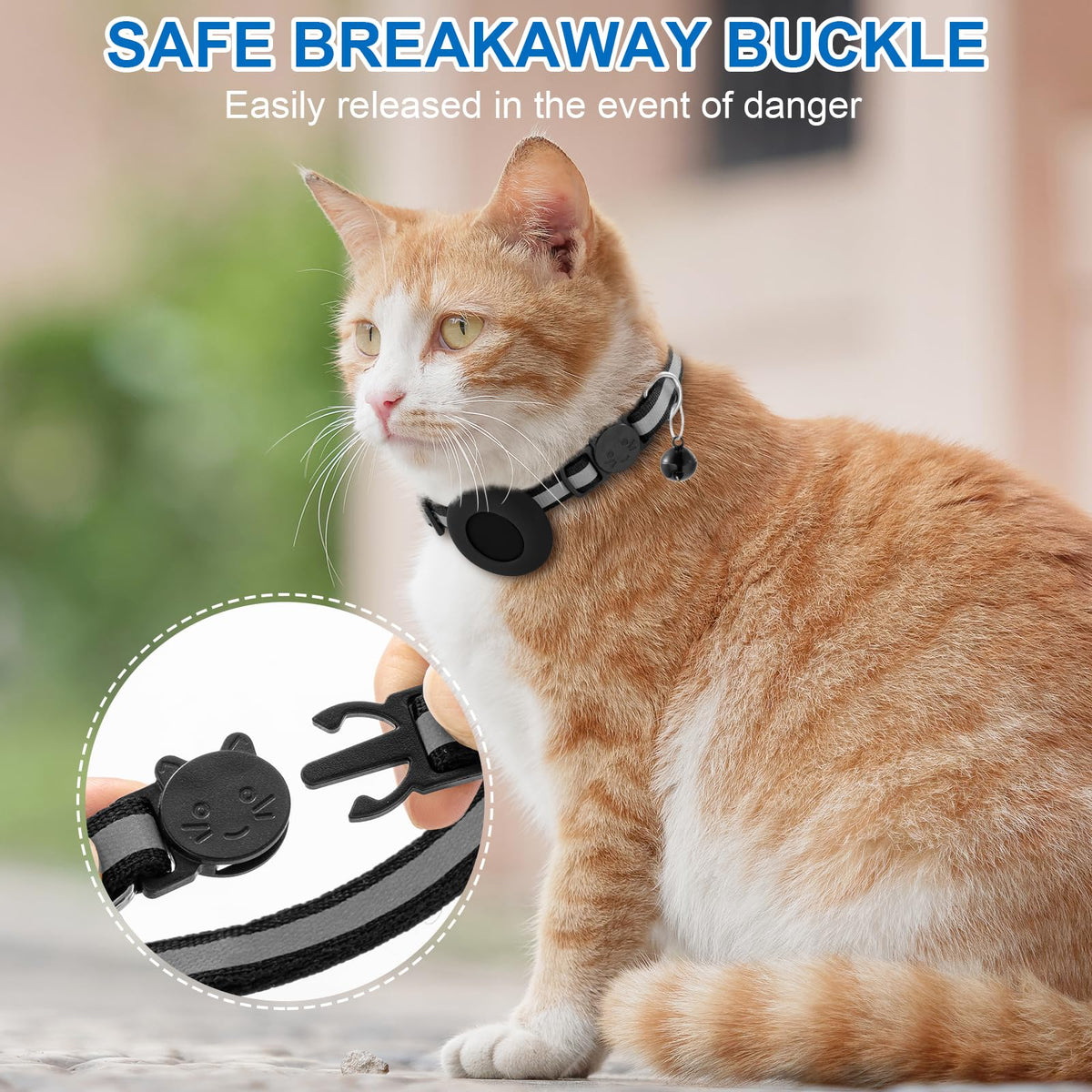 Cat Tracker with Collar Breakaway - Tracking Pet Collar with Finder Tag