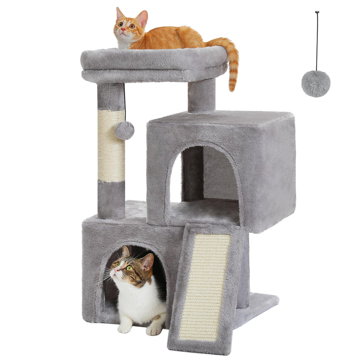 PAWZ Road Cat Tree, Cat Tower with Dual Condos for Adult Cats,Enlarged Top Perch, Scratching Posts&Pad for Indoor Cats