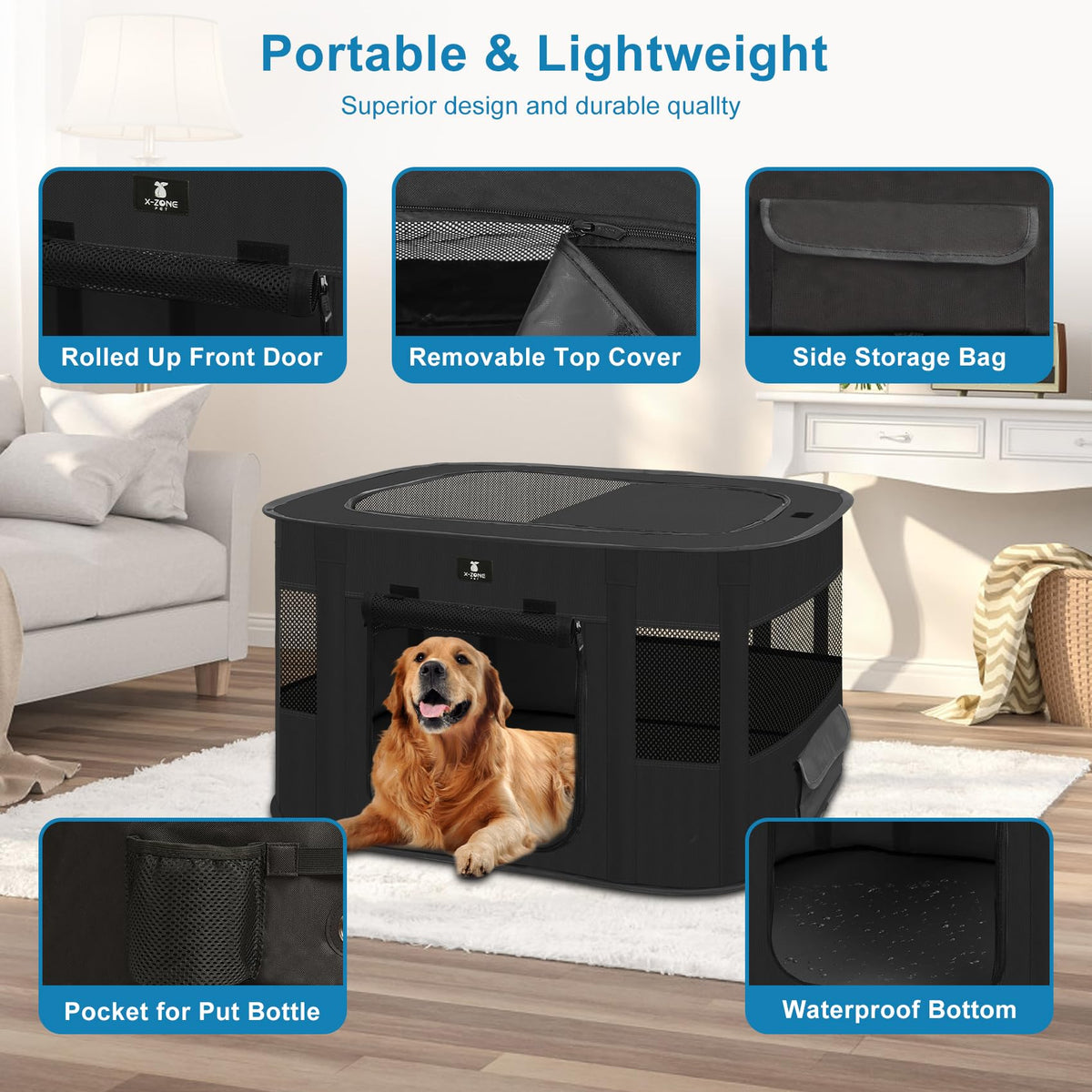 X-ZONE PET Dog Playpen, Puppy Cat Play Pen Portable Foldable Indoor/Outdoor Tent Crate Cage, Portable Pet Crate