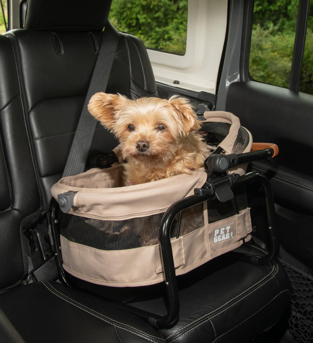 Pet Gear No-Zip View 360 Pet Carrier & Car Seat, 15", Ecru
