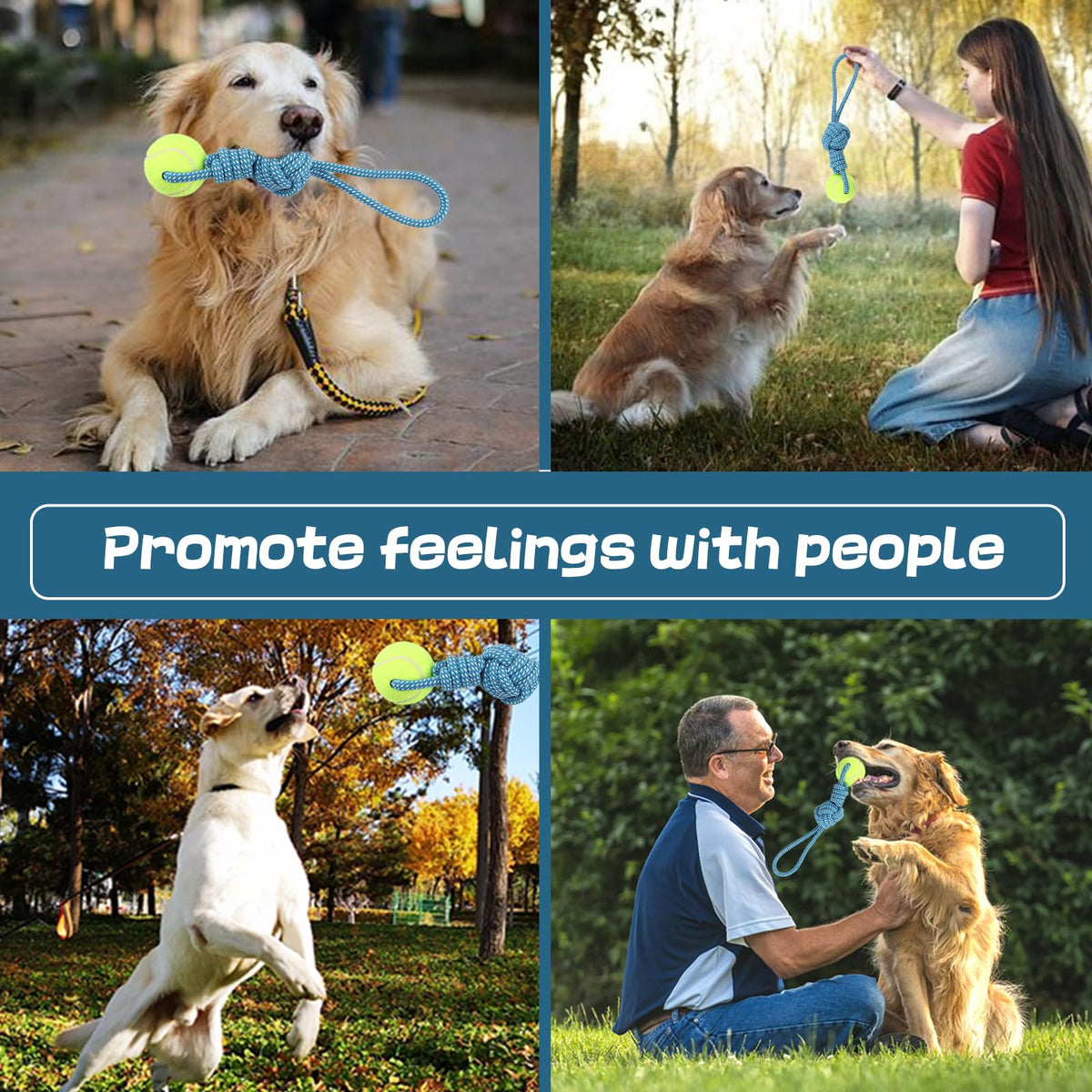 Erhalithegro Dog Rope Toy for Aggressive Chewers Interactive Dog Toy Tug of War Dog Toy Rope Tether Tug Outdoor Dog Toy 1 Knot Puppy Teething Chew Cotton Rope with Tennis Ball