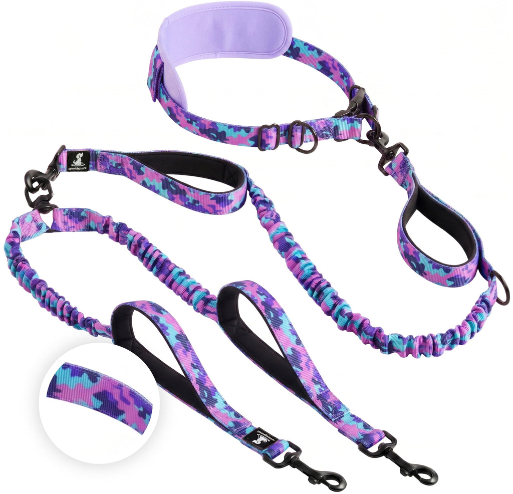 SparklyPets - Dog Leash - Professional Harness with Reflective Stitches for Training, Walking, Jogging and Running Your Pet