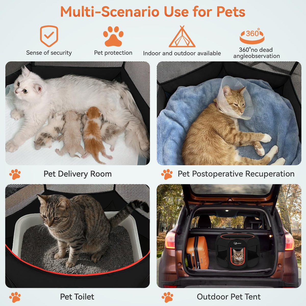 Pink Puppy Playpen for Middle Dog Cat, Dogs Tent Crate Cage Indoor/Outdoor, Portable Pop Up Dog Kennel with Carrying Bag for Rabbits, Removable Top