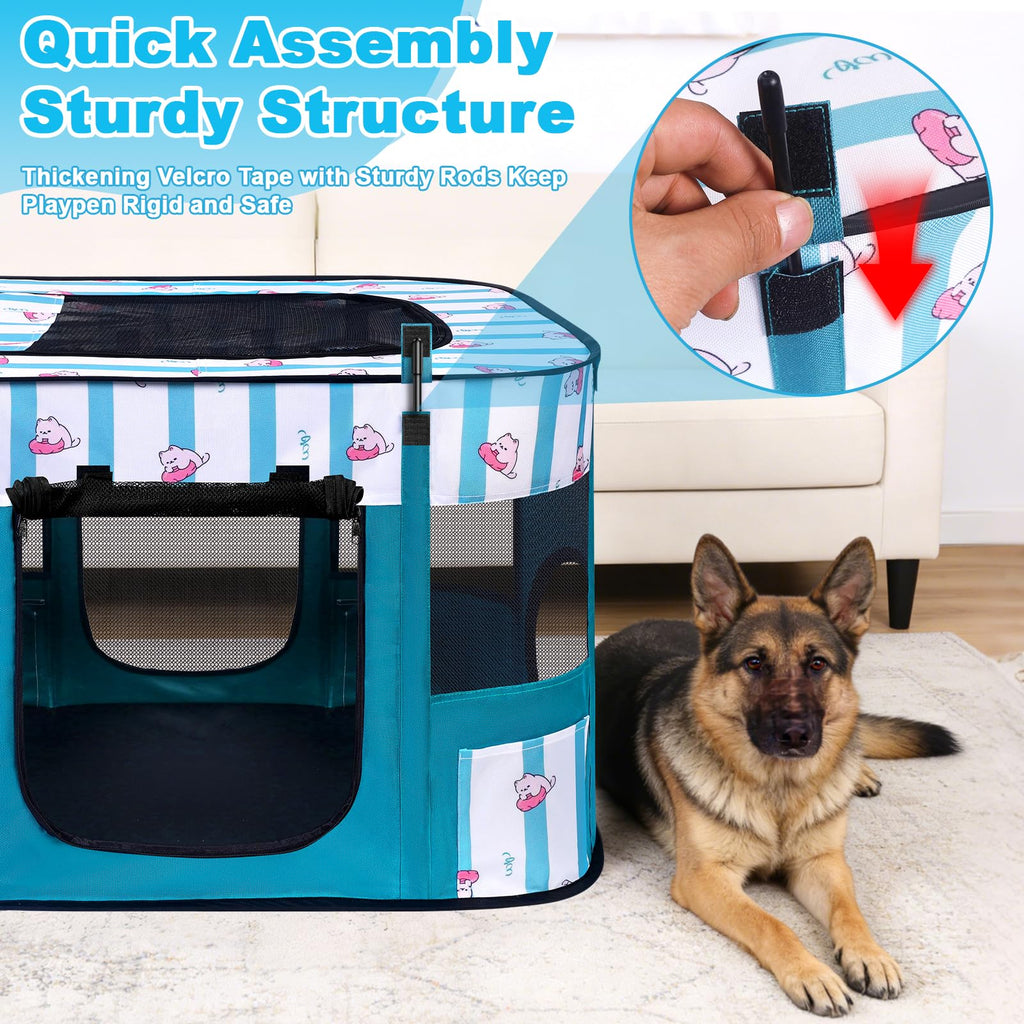 Cowhill Portable Foldable Dog Playpen for Small & Medium Pets