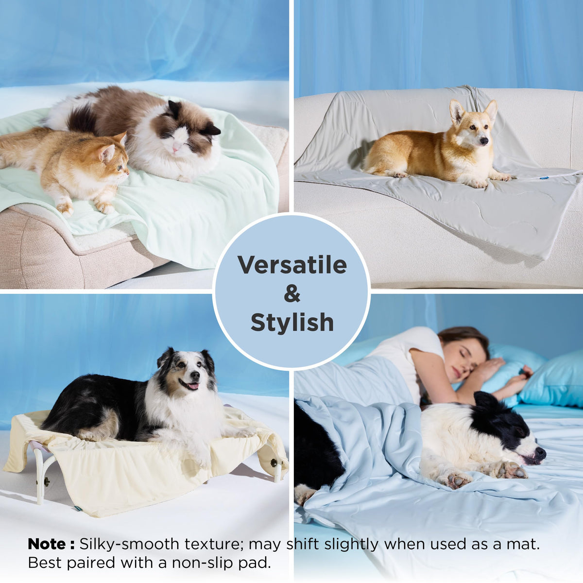 Bedsure Cooling Blanket for Dogs with Breathable Air-Core Fill Q-MAX>0.4 - Dog Cooling Mat Soft, Lightweight Pet Cat Throw Cold Blanket Washable for Summer