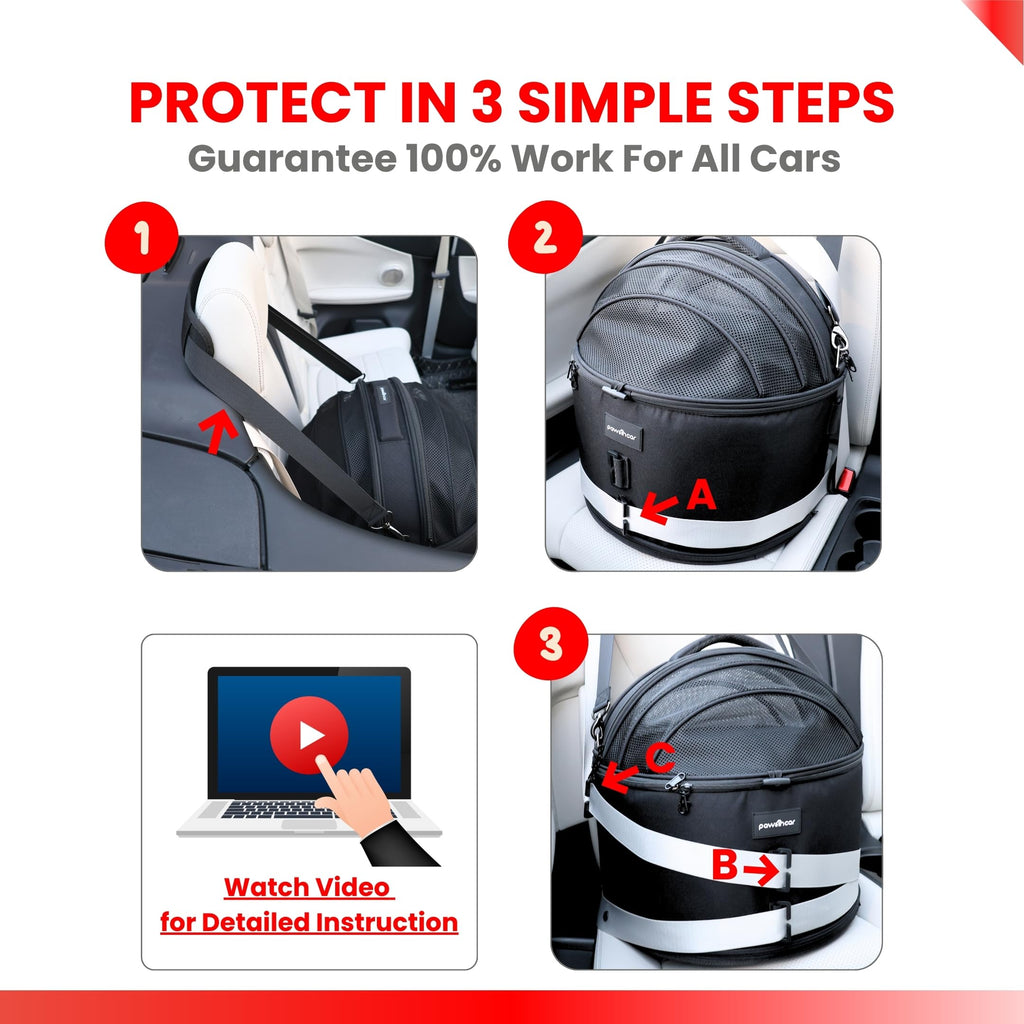 PawsInCar Crash-Tested Portable Small Dog Car Seat
