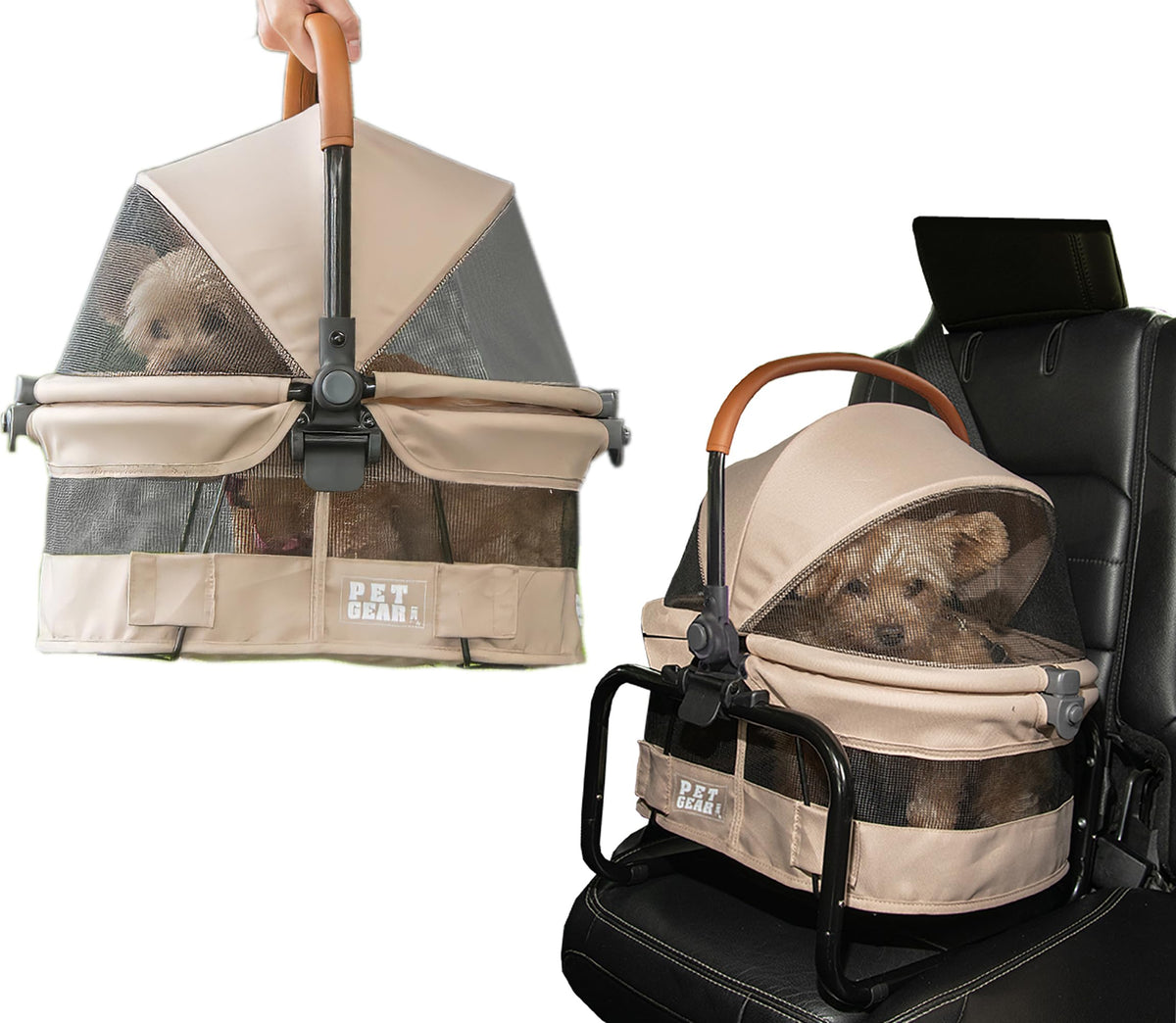 Pet Gear No-Zip View 360 Pet Carrier & Car Seat, 15", Ecru