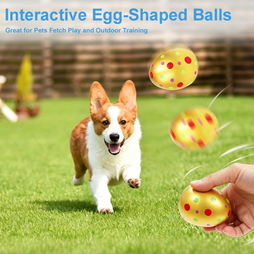 LLSPET Small Dog Toys Squeaky Bouncy Eggs Dog Toys Latex Dog Balls Toys, Puppies Small Dogs Interactive Fetch & Chase Pet Chew Toys, Adoption Day Birthday Holiday Pet Gift 4 Pack