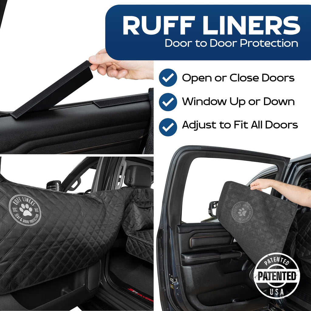 Ruff Liners Back Seat Extender for Dogs with Door Protection - Heavy Duty Hard Bottom Seat Extender - Waterproof Hard Bottoms Car Seat Cover for Dogs - Machine Washable with Travel Bag