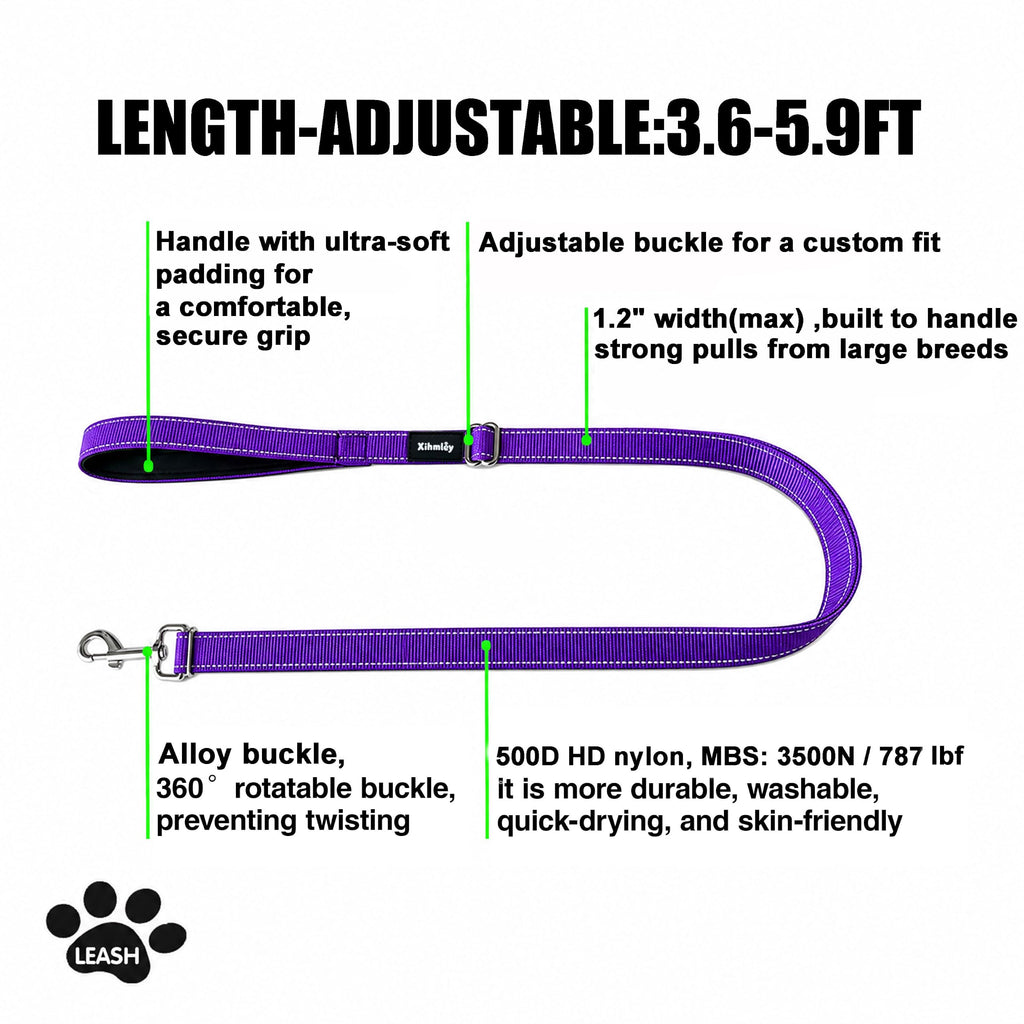 Xihmley Puppy Collar & Leash Set with ID Ring, 3.6–5.9 ft