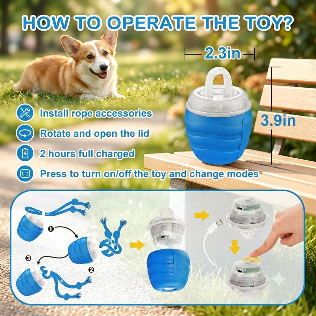 Crynex Interactive Dog Toys, Interactive Dog Ball for Medium/Large Dogs, Automatic Moving Dogs Toy Wicked Ball for Boredom