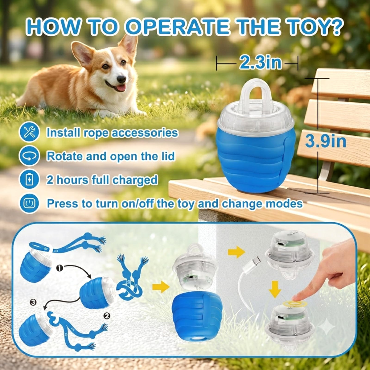 Crynex Interactive Dog Toys, Interactive Dog Ball for Medium/Large Dogs, Automatic Moving Dogs Toy Wicked Ball for Boredom