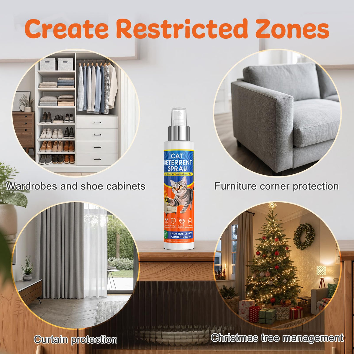Anowbo Cat Deterrent Spray - Cat Deterrent for Furniture Protection, Cat Repellent Indoor and Outdoor