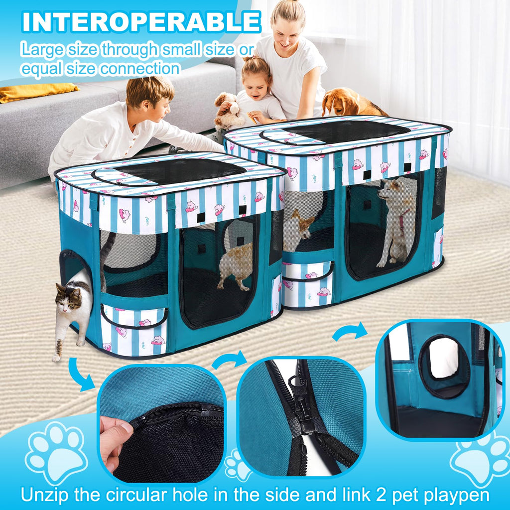 Cowhill Portable Foldable Dog Playpen for Small & Medium Pets
