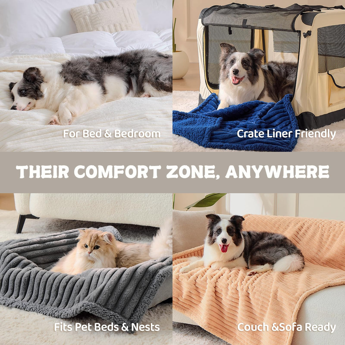 Qeils Waterproof Cat Blanket, Soft Pet Blanket for Sofa Couch