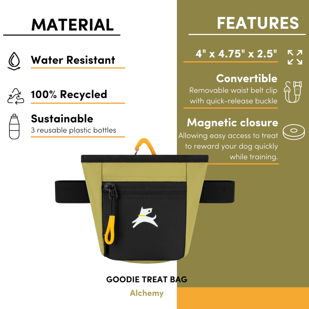 OllyDog Goodie Treat Bag, Dog Treat Pouch, Waist Belt Clip for Hands-Free Training, Magnetic Closure, Dog Training and Behavior Aids, Three Ways to Wear