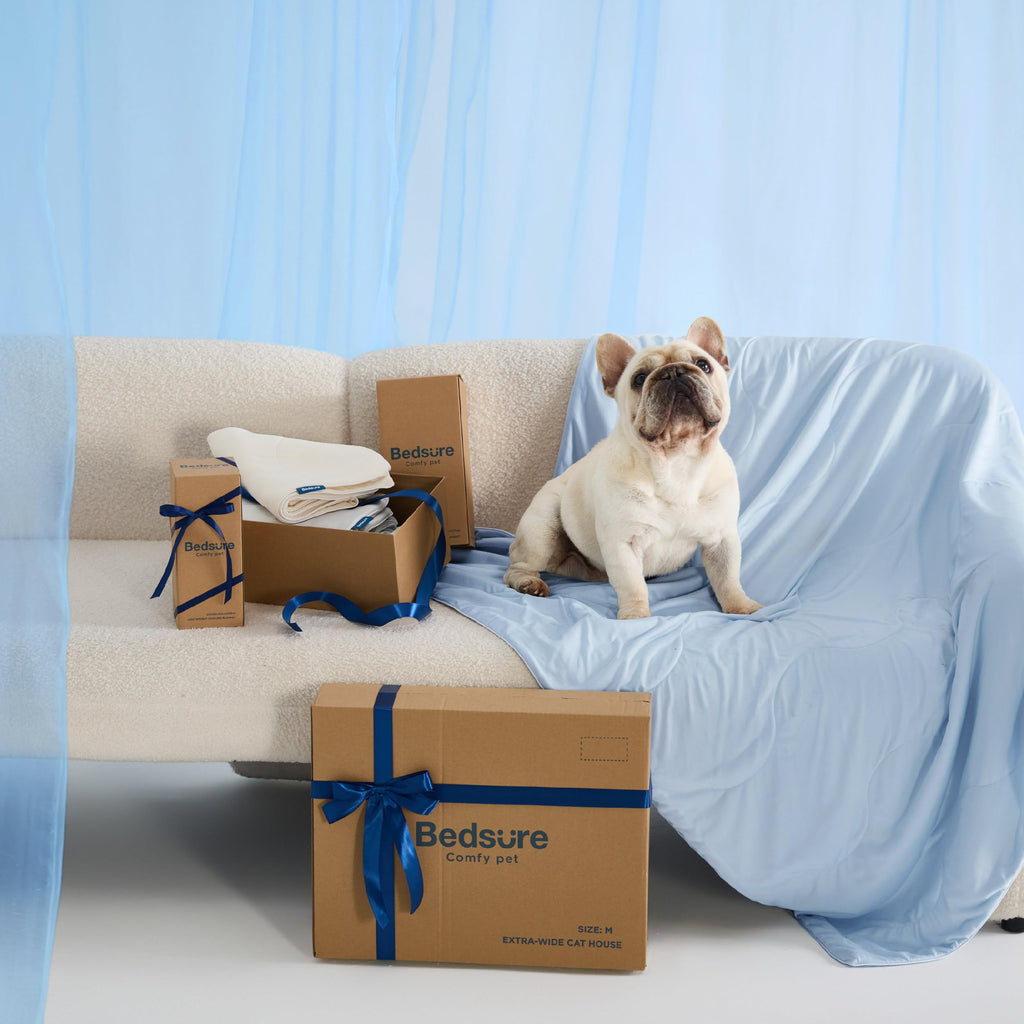 Bedsure Cooling Blanket for Dogs with Breathable Air-Core Fill Q-MAX>0.4 - Dog Cooling Mat Soft, Lightweight Pet Cat Throw Cold Blanket Washable for Summer