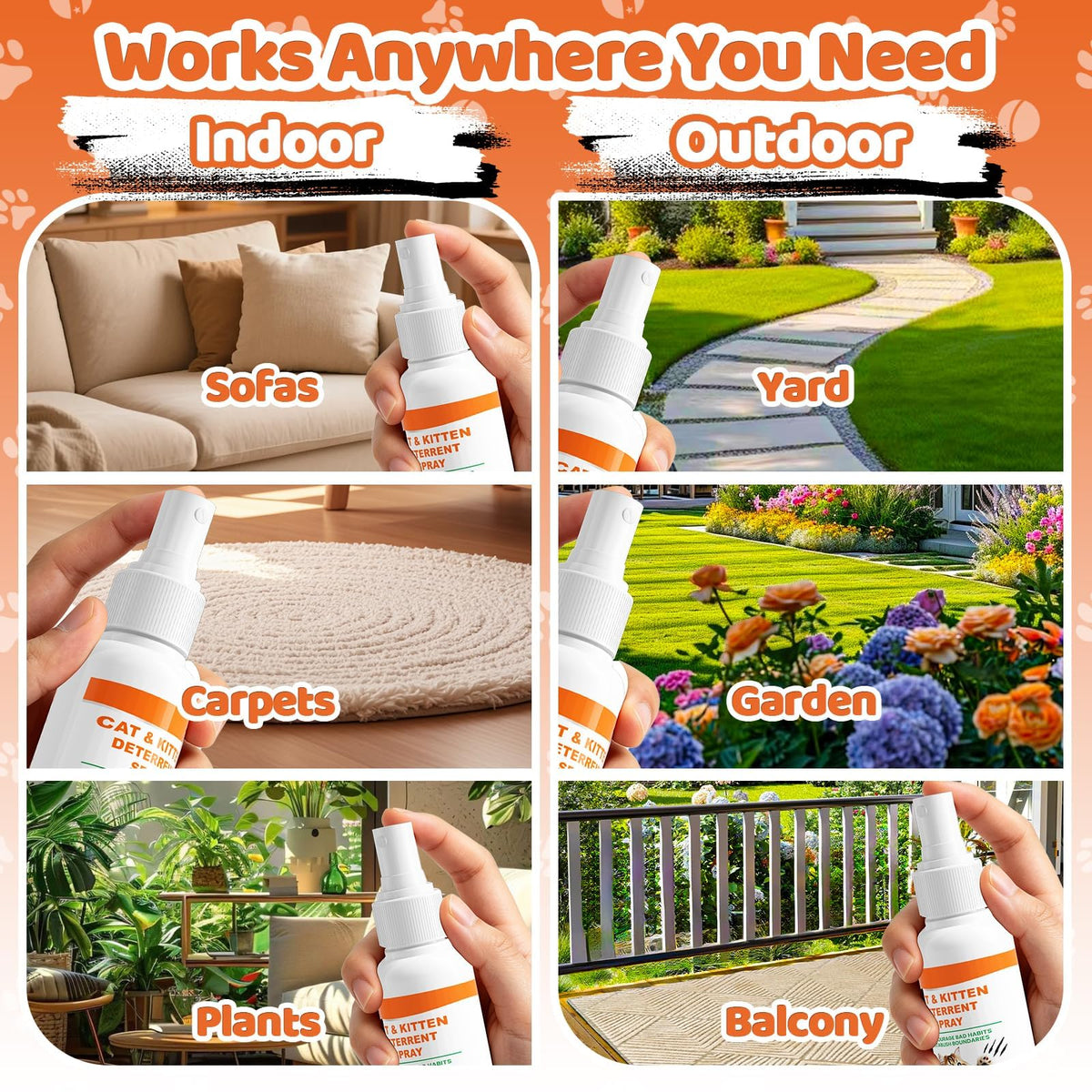 Cat Spray Deterrent, Cat Deterrent Spray for Furniture Protection, Natural Cat Training Spray for Cats to Stop Scratching, Urine Marking, Chewing, Cat Repellent Spray Indoor&Outdoor, Pet-Safe Formula