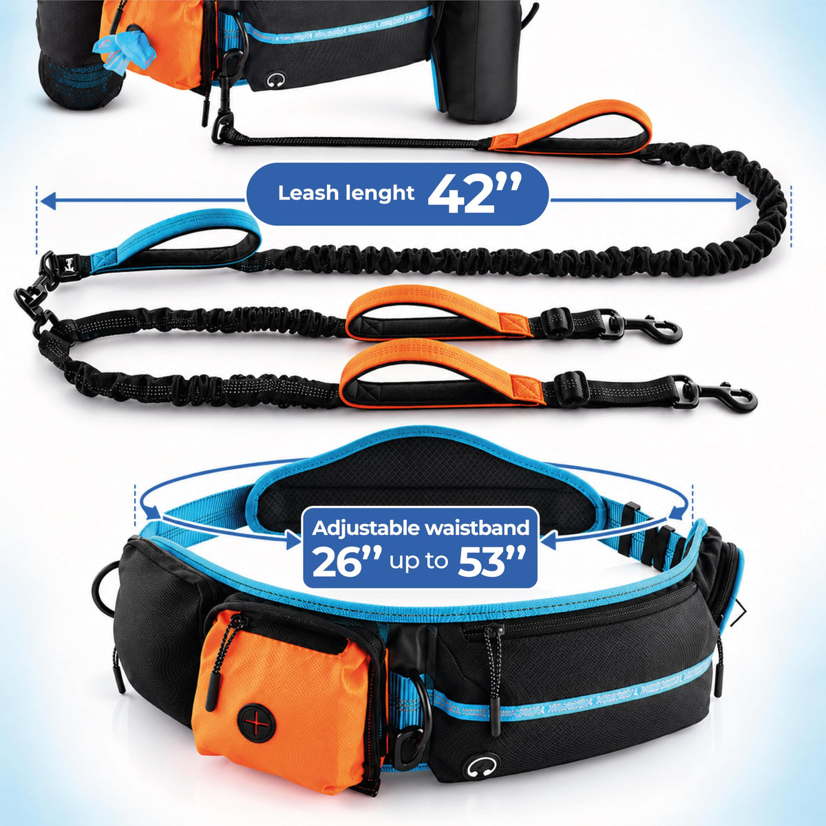 SparklyPets - Dog Leash - Professional Harness with Reflective Stitches for Training, Walking, Jogging and Running Your Pet