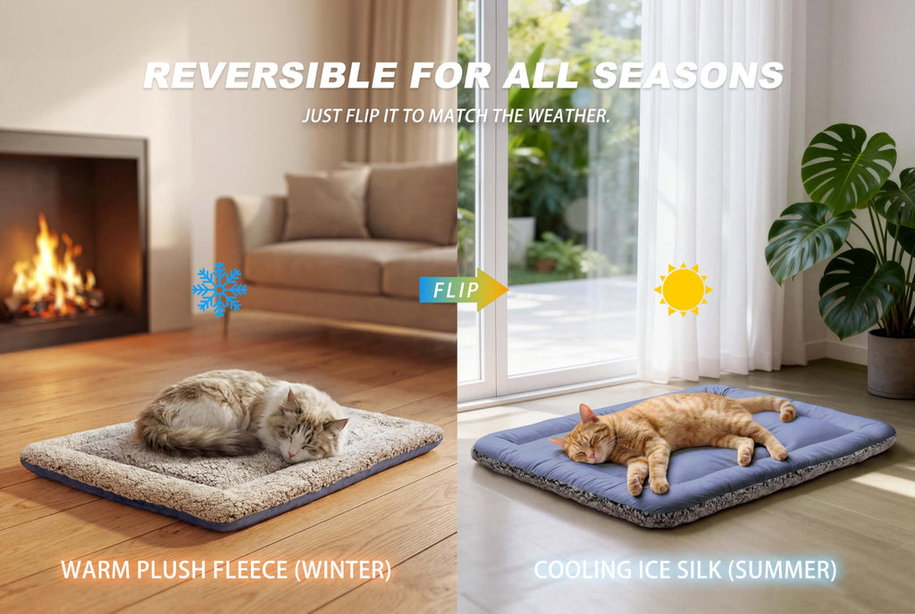 WanpeeGoo Self Warming Cat Bed, Reversible Warming & Cooling Cat Bed, Winter Warm Cats Pad & Summer Cooling Cats Mat, Soft Pet Mat for Kitty & Small Dogs, Perfect for Crates, Kennels, Beds, Sofas