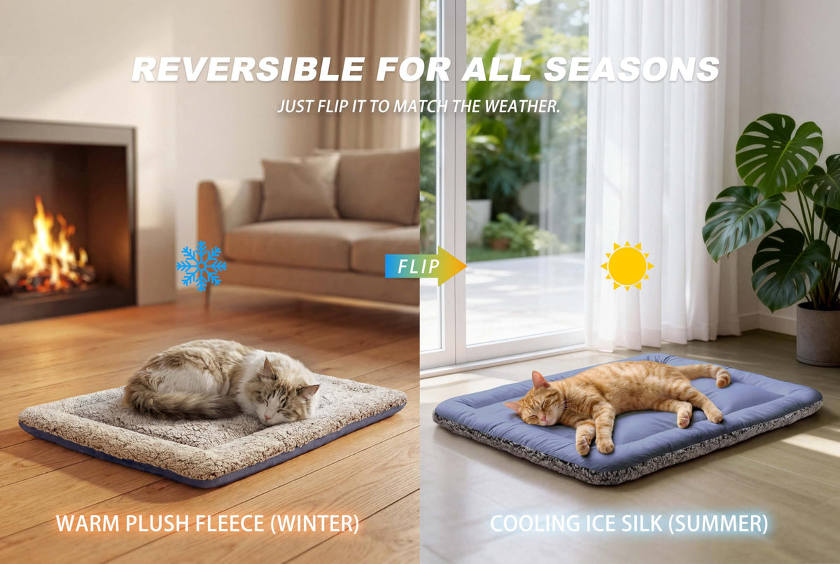 WanpeeGoo Self Warming Cat Bed, Reversible Warming & Cooling Cat Bed, Winter Warm Cats Pad & Summer Cooling Cats Mat, Soft Pet Mat for Kitty & Small Dogs, Perfect for Crates, Kennels, Beds, Sofas