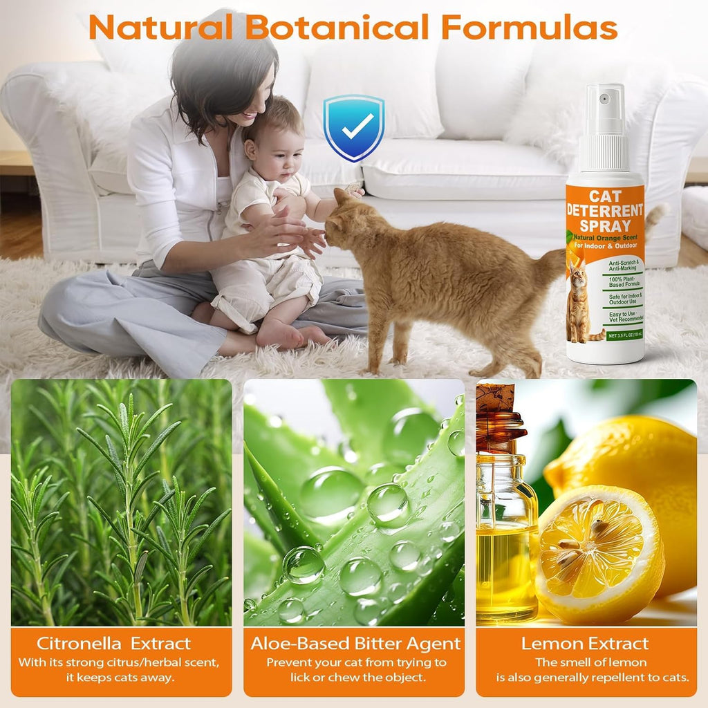 TPBEHMZ Cat Deterrent Spray 2 Pack, Natural Non-Toxic Plant Based Anti-Scratch & Anti