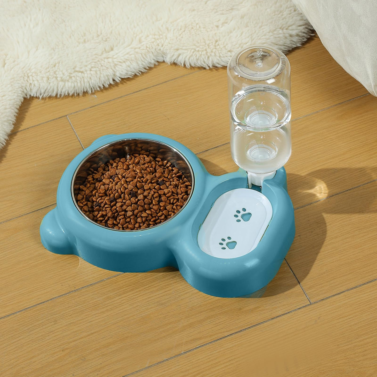 Azwraith Dog Bowls, Cat Food and Water Bowl Set with Water Dispenser and Stainless Steel Bowl for Cats and Small Dogs