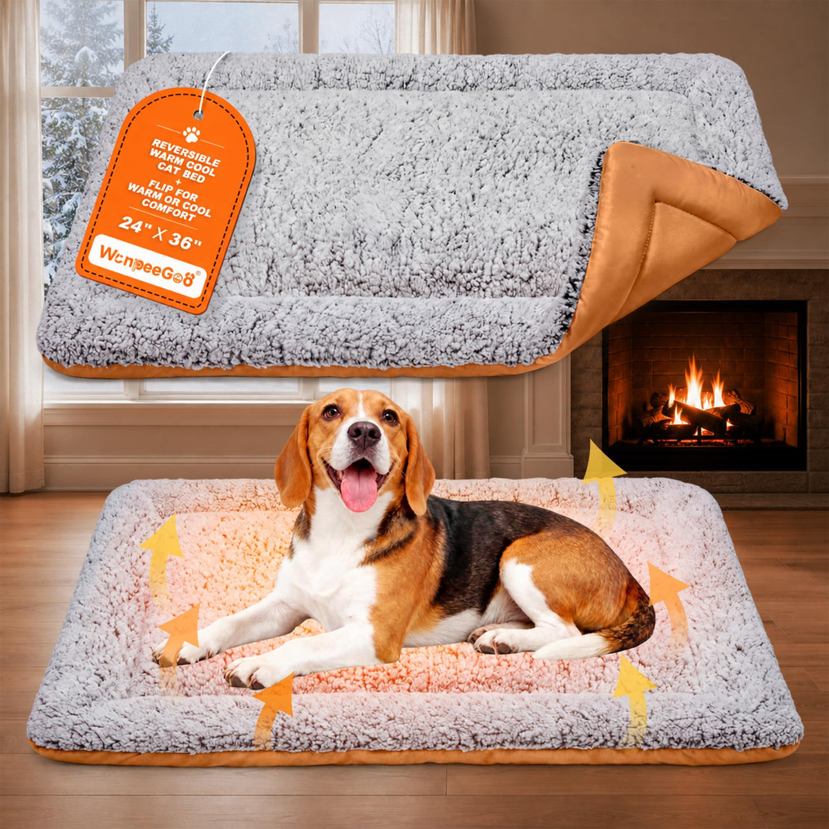 WanpeeGoo Self Warming Cat Bed, Reversible Warming & Cooling Cat Bed, Winter Warm Cats Pad & Summer Cooling Cats Mat, Soft Pet Mat for Kitty & Small Dogs, Perfect for Crates, Kennels, Beds, Sofas