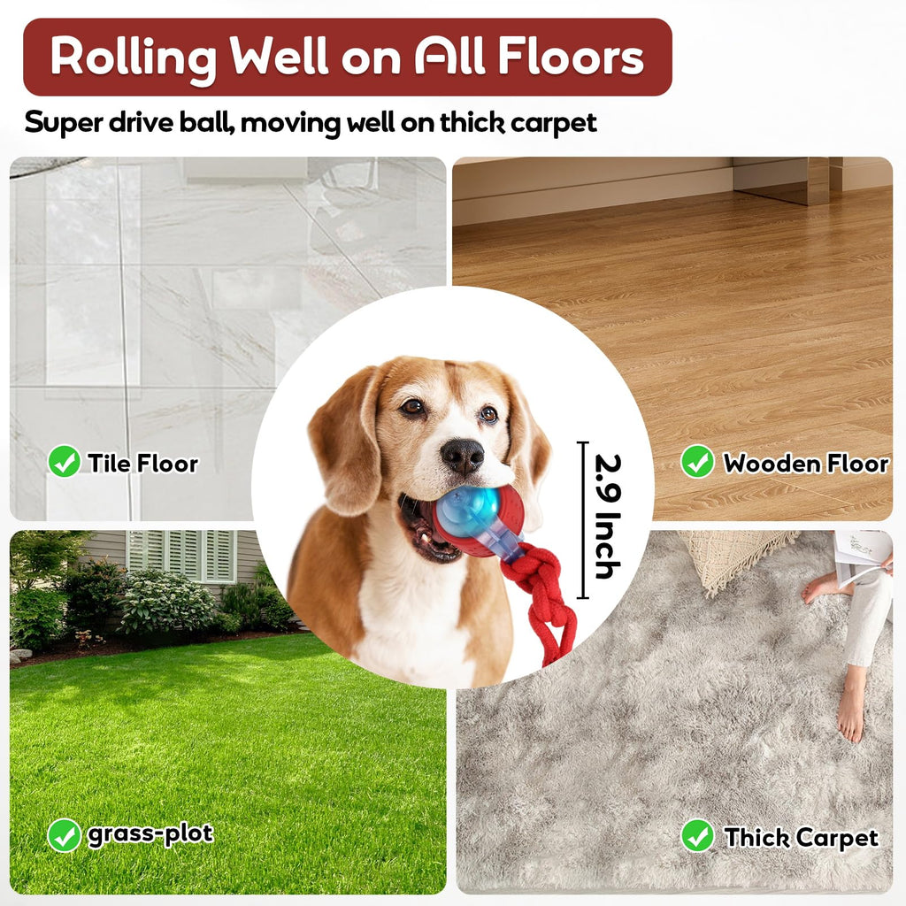 BENTOPAL Dog Toys Interactive Rolling Ball with Rope, Motion-Activated