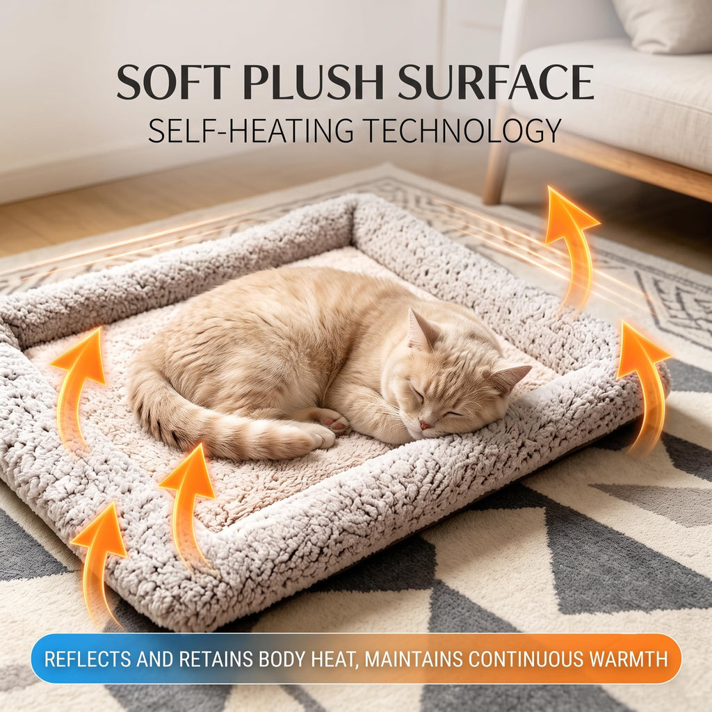Reversible Dog Cat Cooling Mat, Self-Warming Pet Bed Pad White