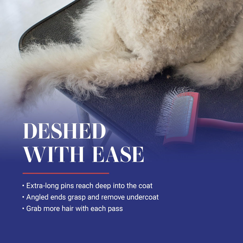 Chris Christensen Karben Slicker Brush for Dogs, Groom Like a Professional, Ideal For All Coat Types, Remove Shedding Coat, Tangles and Dead Undercoat, 17 mm Stainless Steel Pins