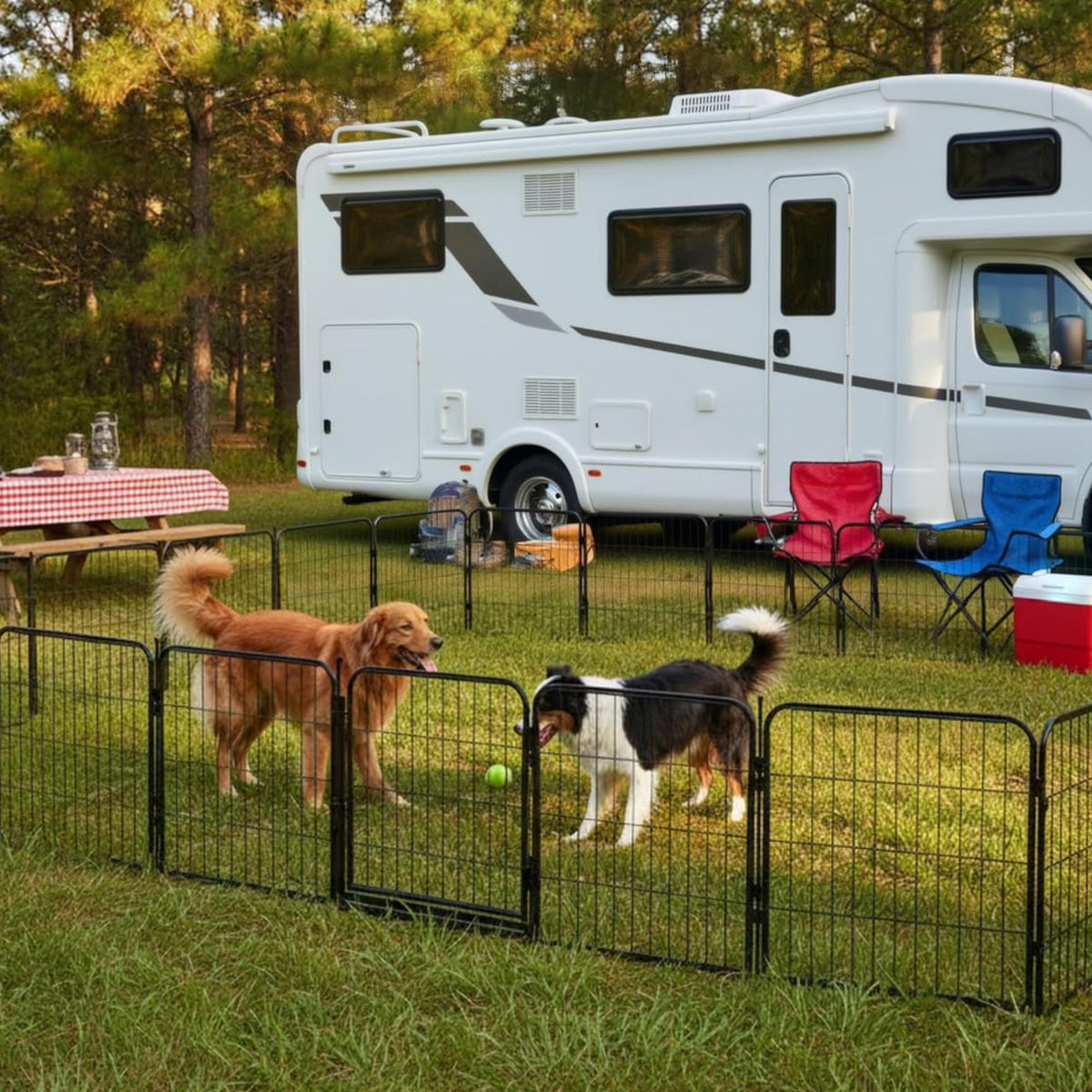 Kozy Kennels Dog Playpen w/Carrying Case for Indoor or Outdoor Use – 24 Inch, 8 Black Panels - Portable Metal Exercise Pen for Small Dogs & Puppies - Pet Fence Kennel Crate for House, RV, or Travel